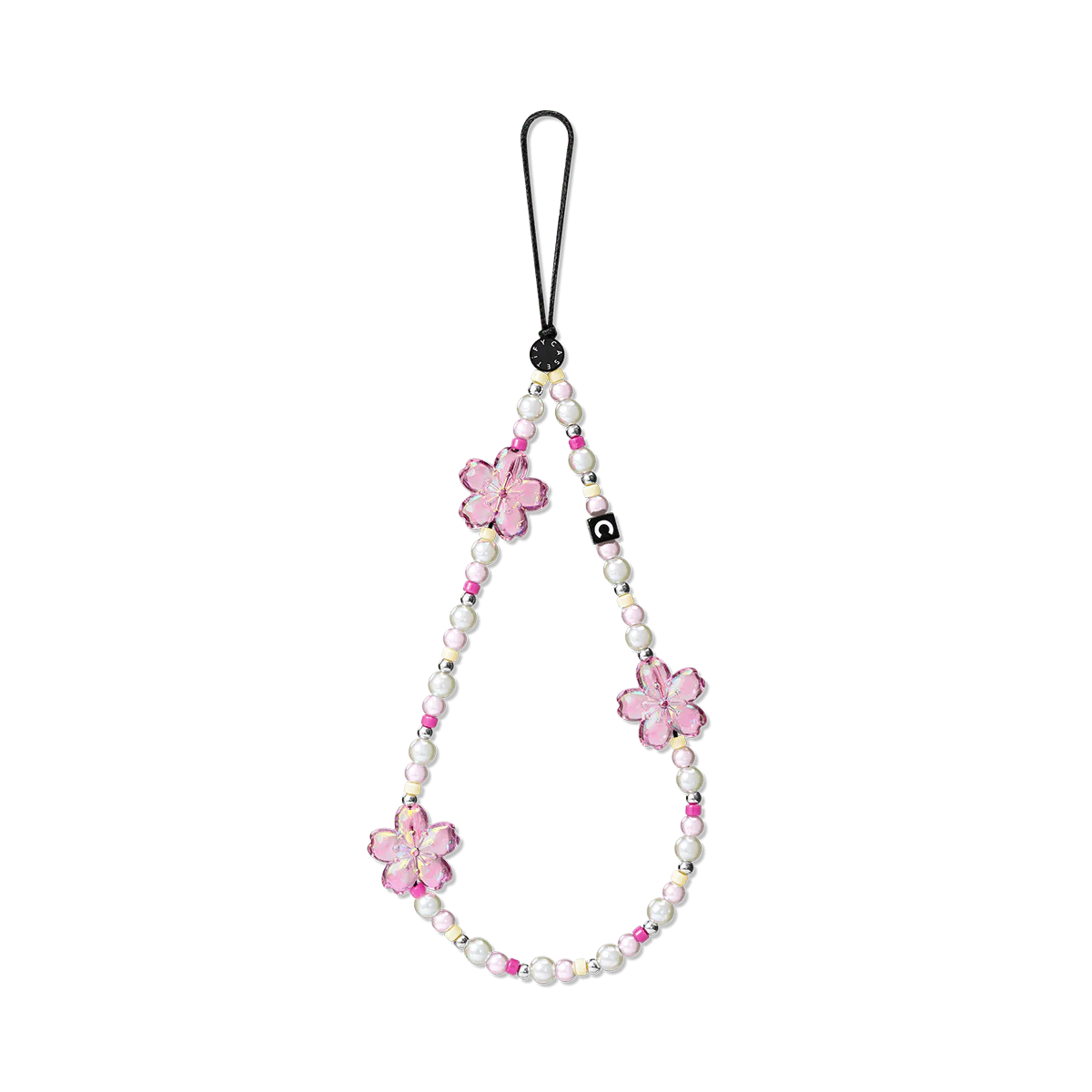 Cherry Blossom Pink iPhone Case with Matching Holder & Floral Beaded Charm